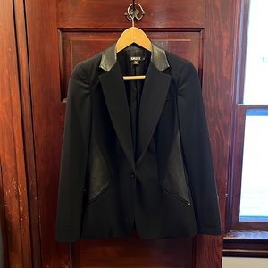 DKNY black blazer with leather trim 6